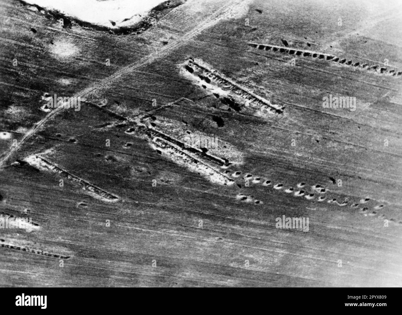 Russian trenches in the area of the Stalin Line. Photo: Jütte. [automated translation] Stock Photo