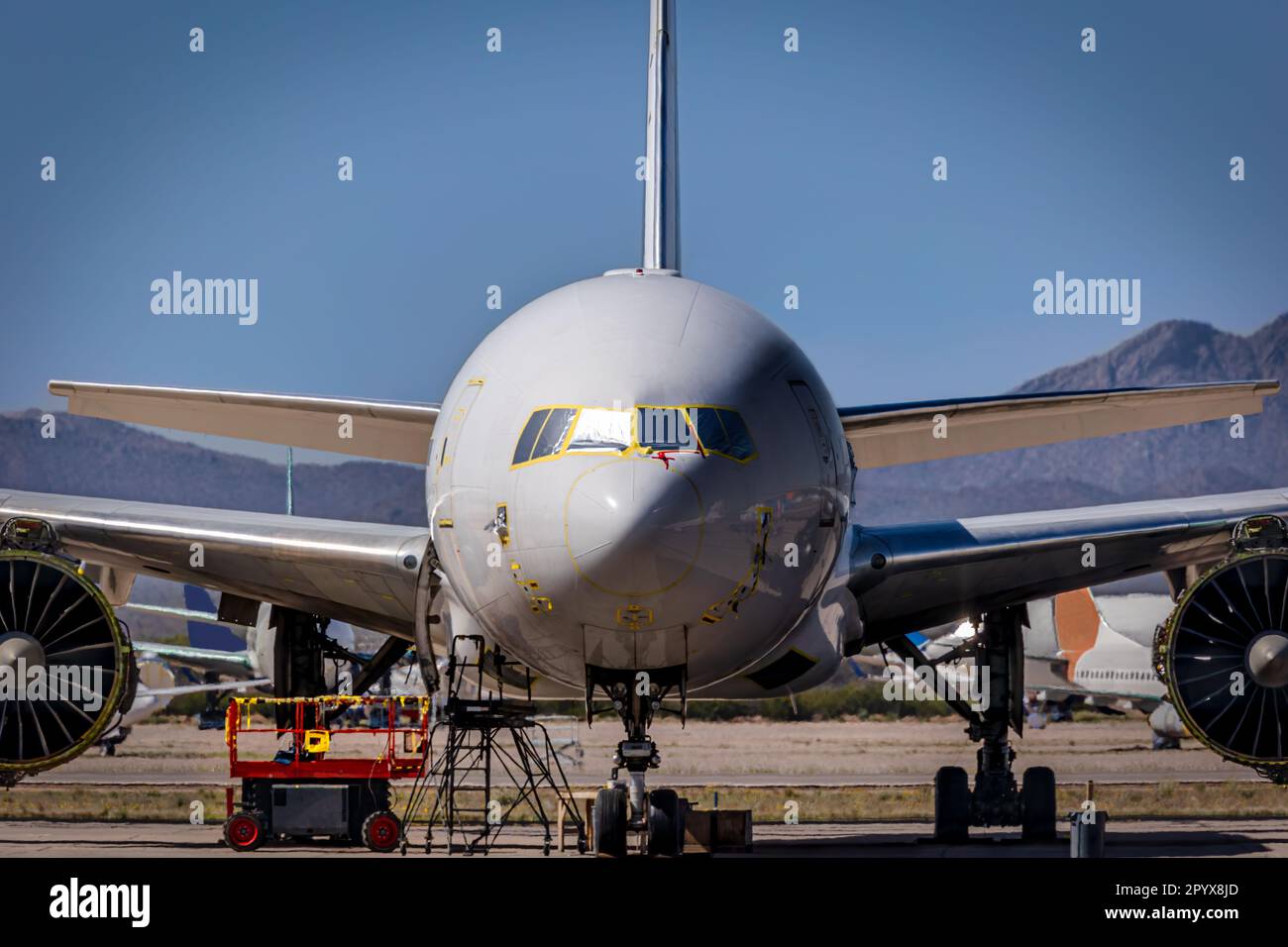 The Pinal County Airpark in Marana, Arizona, functions as a 'boneyard' for civilian commercial aircraft as well as airliner storage, reconfiguration, Stock Photo