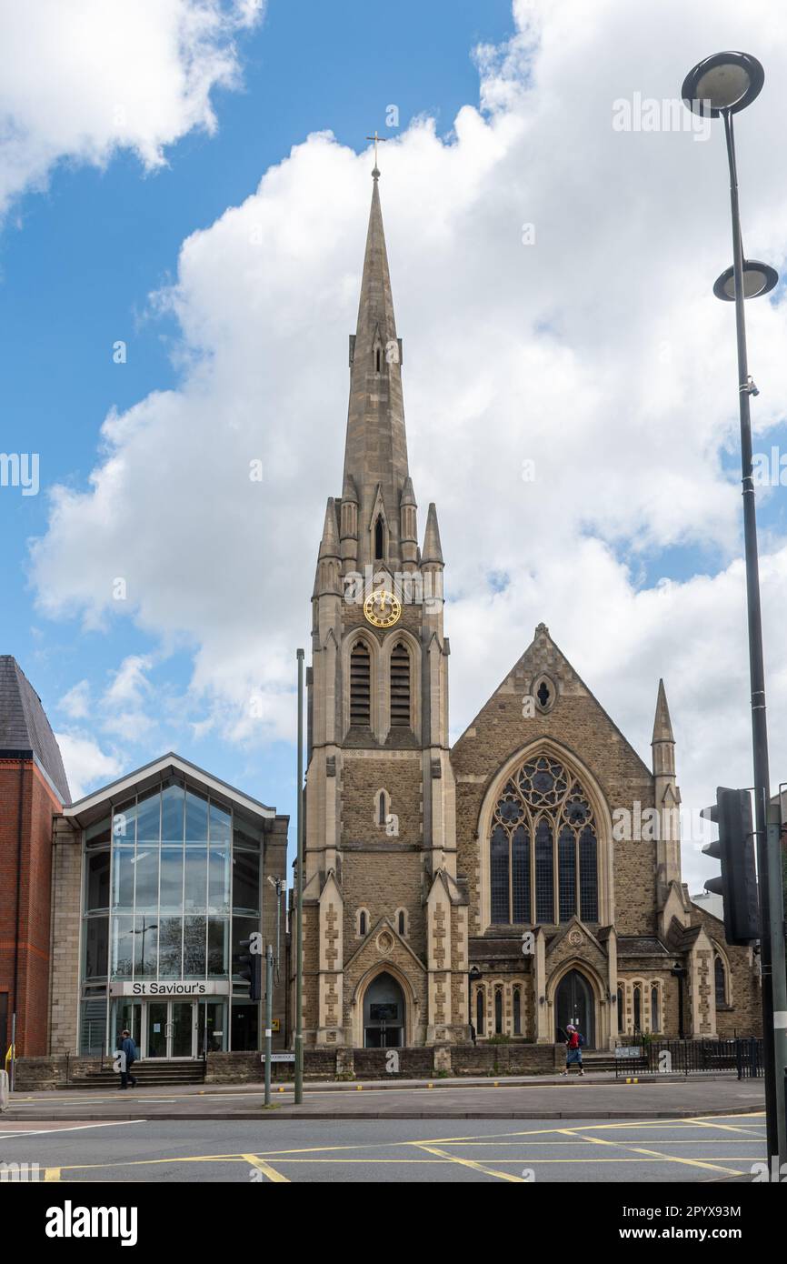 St Saviour's Church, a late-19th-century Anglican parish church on Woodbridge Road in Guildford, Surrey, England, UK Stock Photo