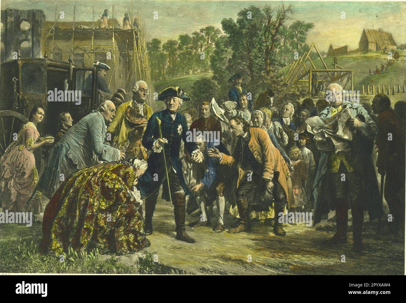 The Prussian king in the midst of villagers on an inspection tour. After the painting by Adolf von Menzel 'Friedrich II and his people'. Photo: Heliogravure, Corpus Imaginum, Hanfstaengl Collection. [automated translation] Stock Photo
