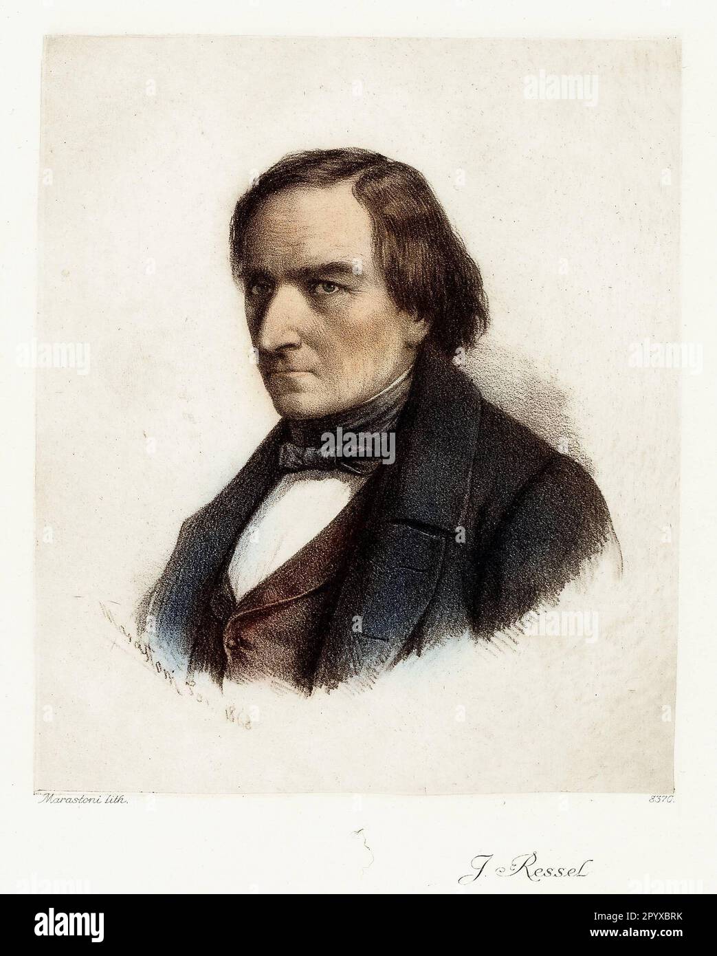 Josef Ressel (1793-1857), Austrian inventor. Lithograph by Marastoni ...