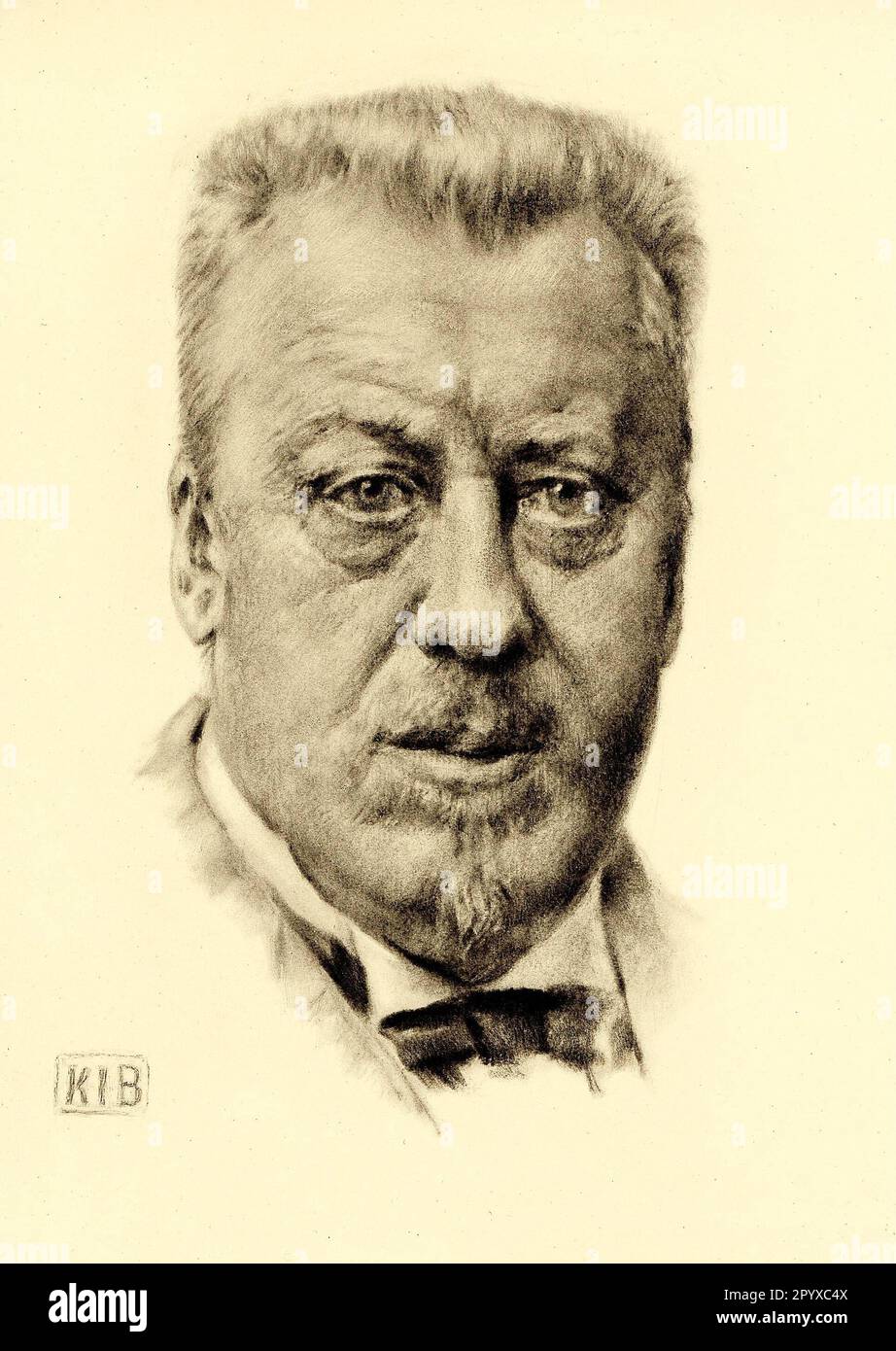 Dr. Hugo Eckener (1868-1954), German engineer and airship pioneer, chairman of the 'Luftschiffbau Zeppelin' society since April 1, 1924. In the same year he led the crossing of the Atlantic by the airship ZR III. drawing by K. J. Boehringer. Photo: Heliogravure, Corpus Imaginum, Hanfstaengl Collection. Undated photograph, probably taken in the 1930s. [automated translation] Stock Photo