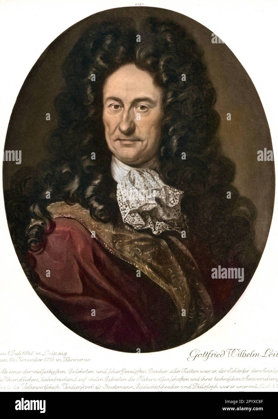 Gottfried Wilhelm Leibniz (1646-1716), German polymath, especially philosopher and mathematician. Painting by an unknown master. Photo: Heliogravure, Corpus Imaginum, Hanfstaengl Collection. [automated translation] Stock Photo