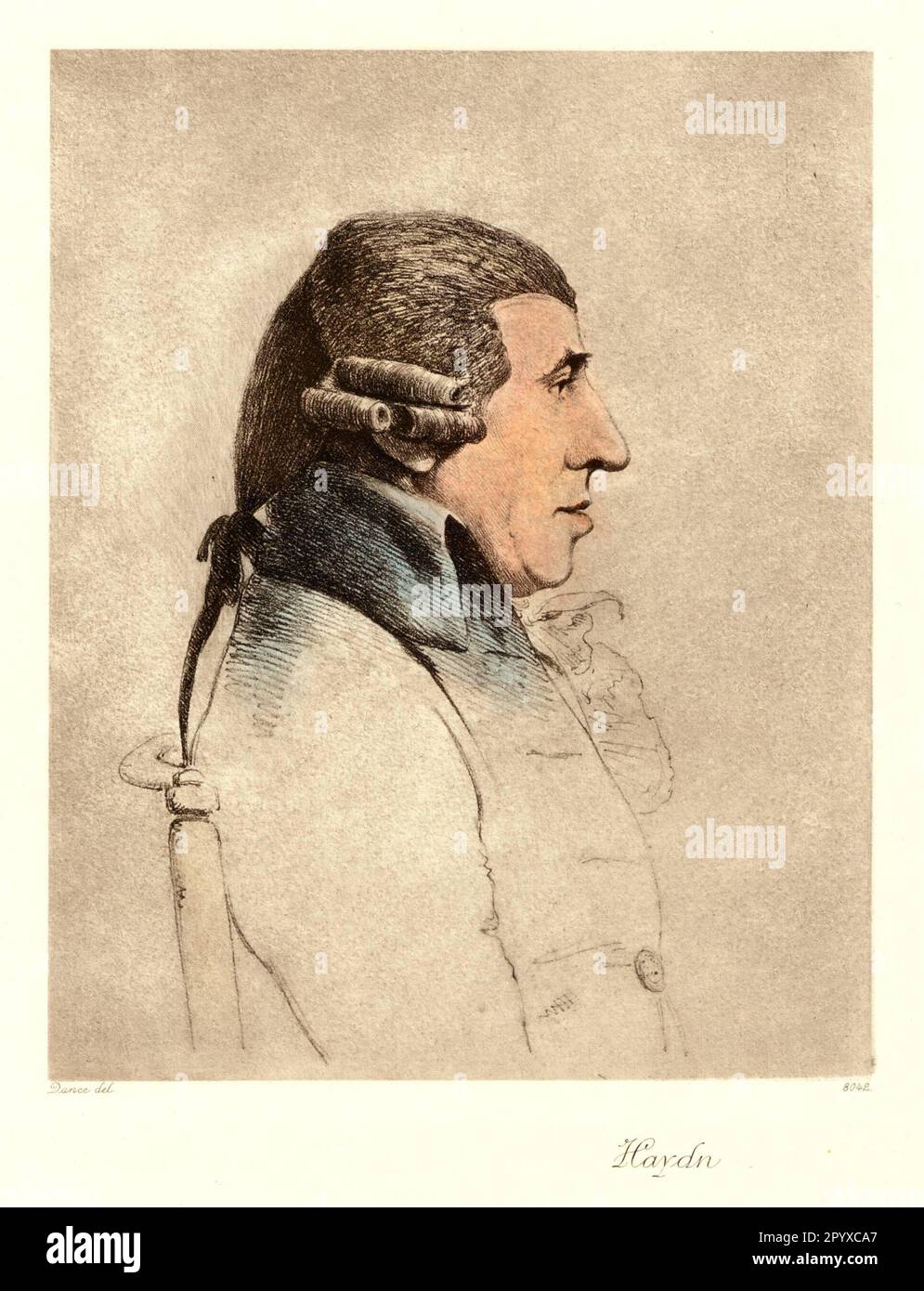 Franz Joseph Haydn (1732-1809), Austrian composer. Drawing by Dance. Photo: Heliogravure, Corpus Imaginum, Hanfstaengl Collection. [automated translation] Stock Photo