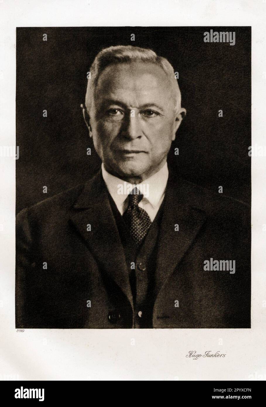 Hugo Junkers (1859-1935), german aeronautical engineer. Foto: Heliogravuere, Corpus Imaginum, Collection Hanfstaengl. Stock Photo