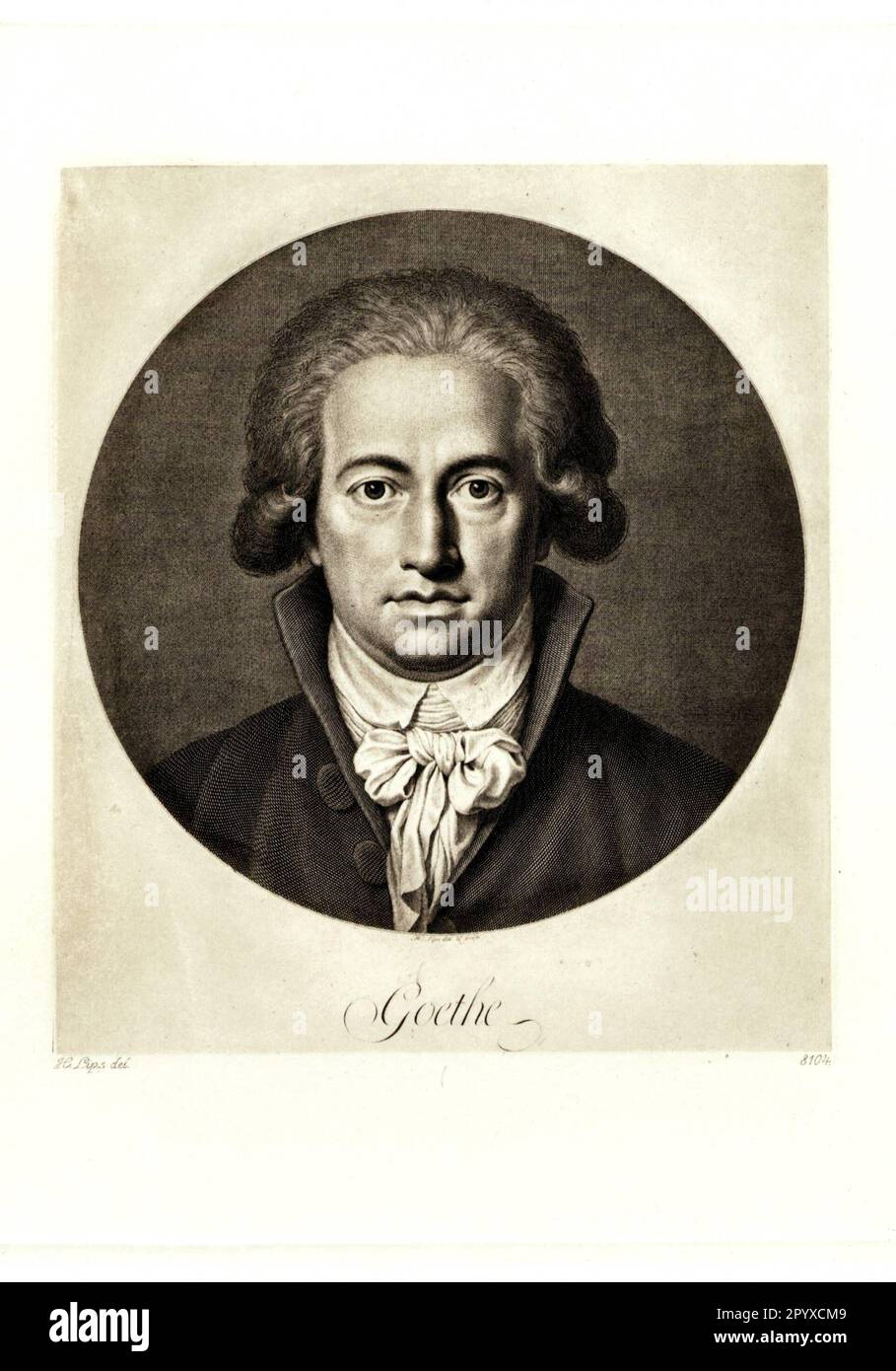 Johann Wolfgang von Goethe (1749-1832), German poet. Drawing by Johann Heinrich Lips. Photo: Heliogravure, Corpus Imaginum, Hanfstaengl Collection. [automated translation] Stock Photo