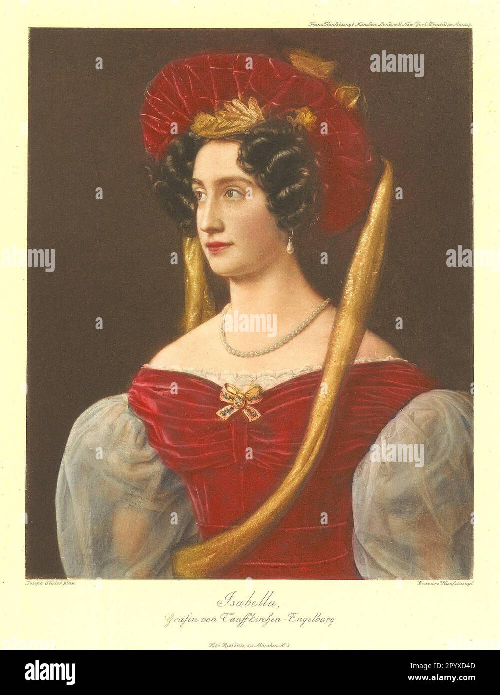 Isabella Countess of Tauffkirchen-Engelburg, German noblewoman. Painting by Joseph Stieler. Between 1827 and 1850, Stieler painted a total of 36 portrait portraits of beautiful women for King Ludwig I's beauty gallery in Nymphenburg Palace. Photo: Heliogravure, Corpus Imaginum, Hanfstaengl Collection.nnnnnnnn [automated translation] Stock Photo