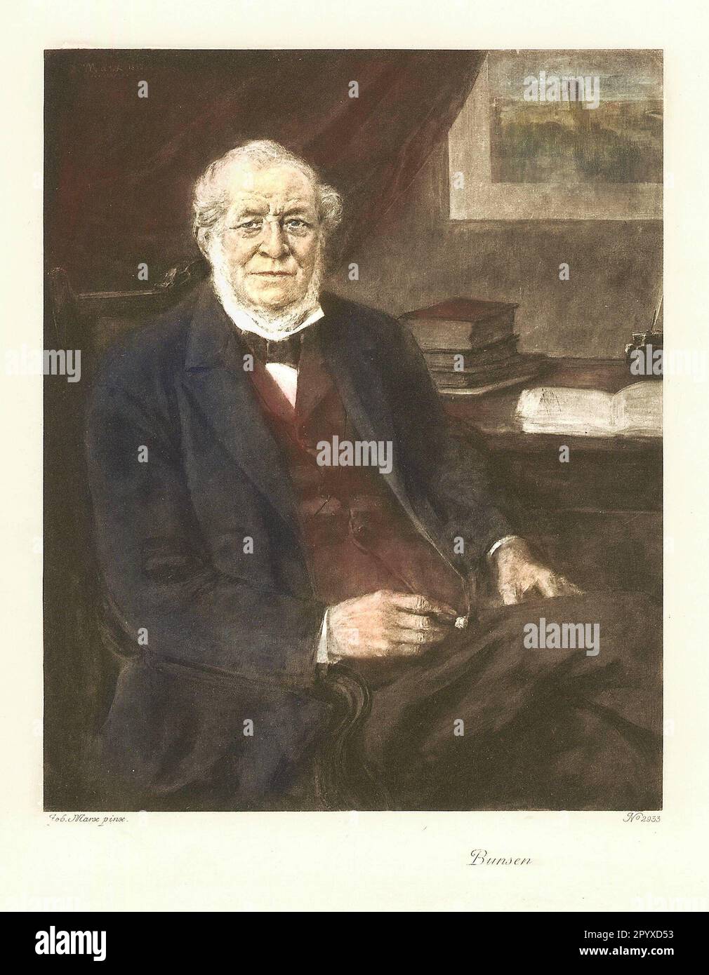 Robert Wilhelm Bunsen (1811-1899), German chemist, inventor of the Bunsen burner. Painting by Tobias Marx. Photo: Heliogravure, Corpus Imaginum, Hanfstaengl Collection. [automated translation] Stock Photo
