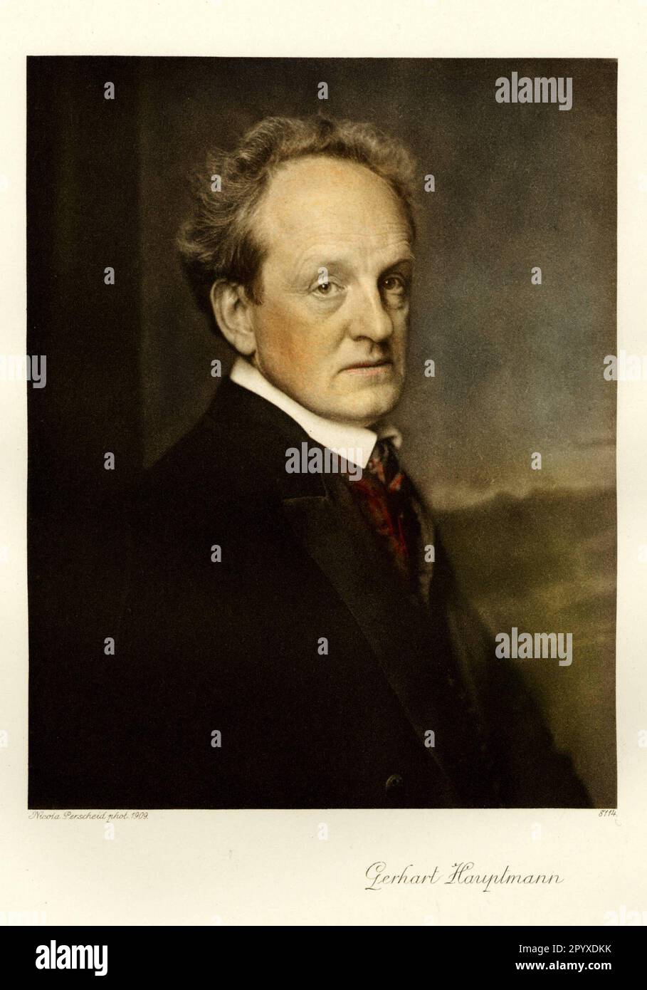 Gerhart Hauptmann (1862-1946), German writer. Photograph by Nicola Perscheid from 1909. Photo: Heliogravure, Corpus Imaginum, Hanfstaengl Collection. [automated translation] Stock Photo