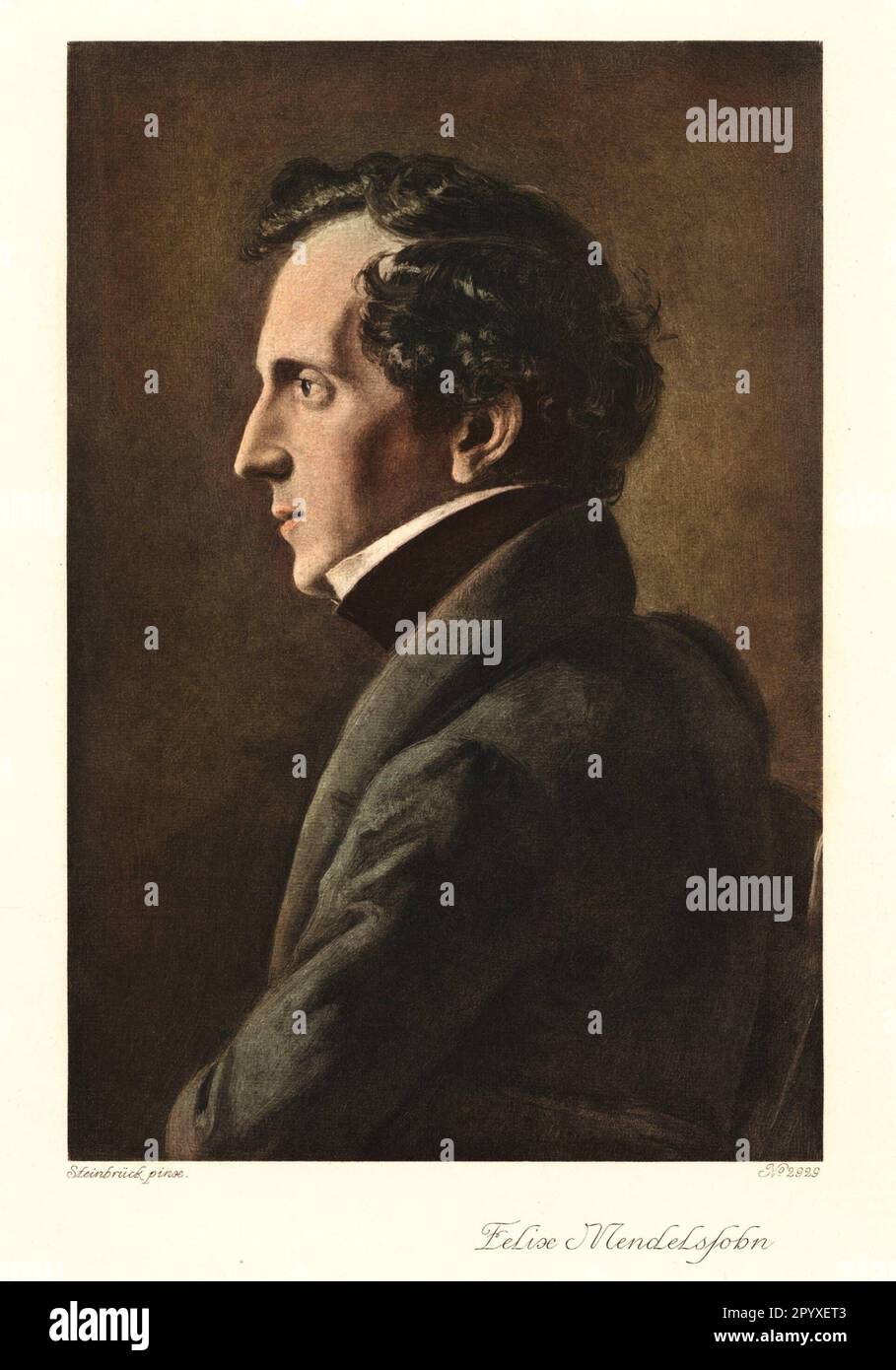 Felix Mendelssohn-Bartholdy (1809-1847), German composer. Painting (youth portrait) by Eduard Steinbrück. Photo: Heliogravure, Corpus Imaginum, Hanfstaengl Collection. [automated translation] Stock Photo
