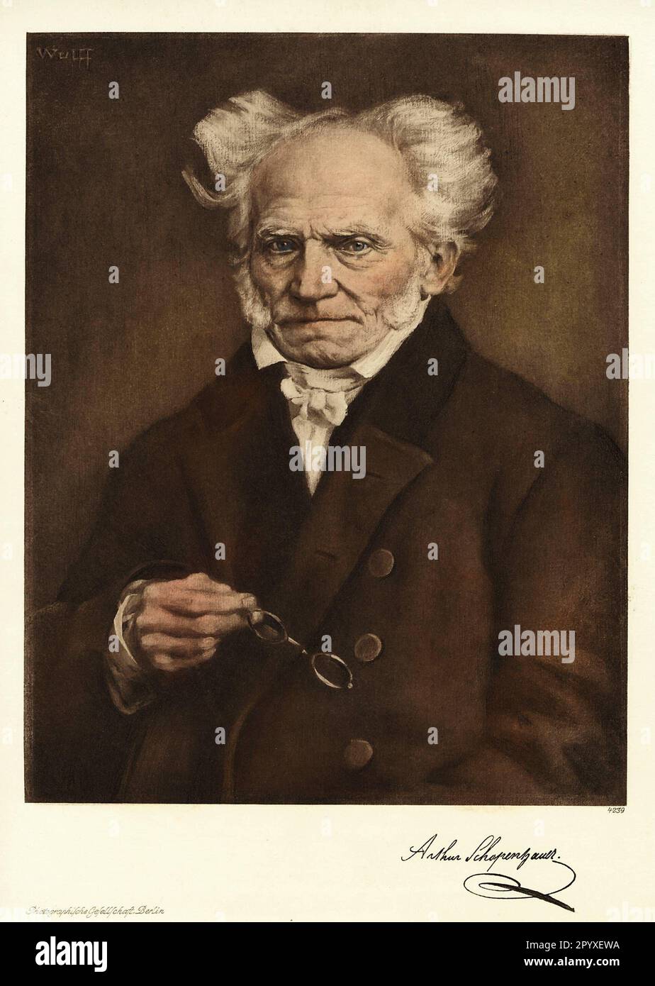 Arthur Schopenhauer (17881860), German philosopher. Painting by Wulff