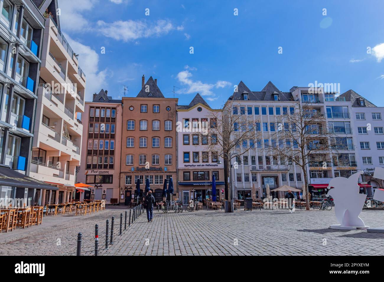 Cologne, Germany - 23 March 2023: Alter Markt (old market) historic square in the Altstadt (old town) is now the centre of night life with pubs and ba Stock Photo