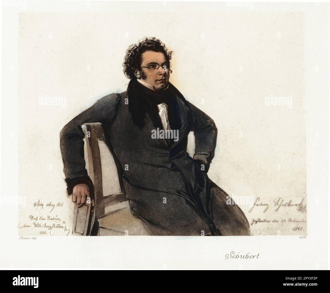 Franz Peter Schubert (1797-1828), Austrian composer. After an etching by Wilhelm August Rieder from 1825. Photo: Heliogravure, Corpus Imaginum, Hanfstaengl Collection. [automated translation] Stock Photo