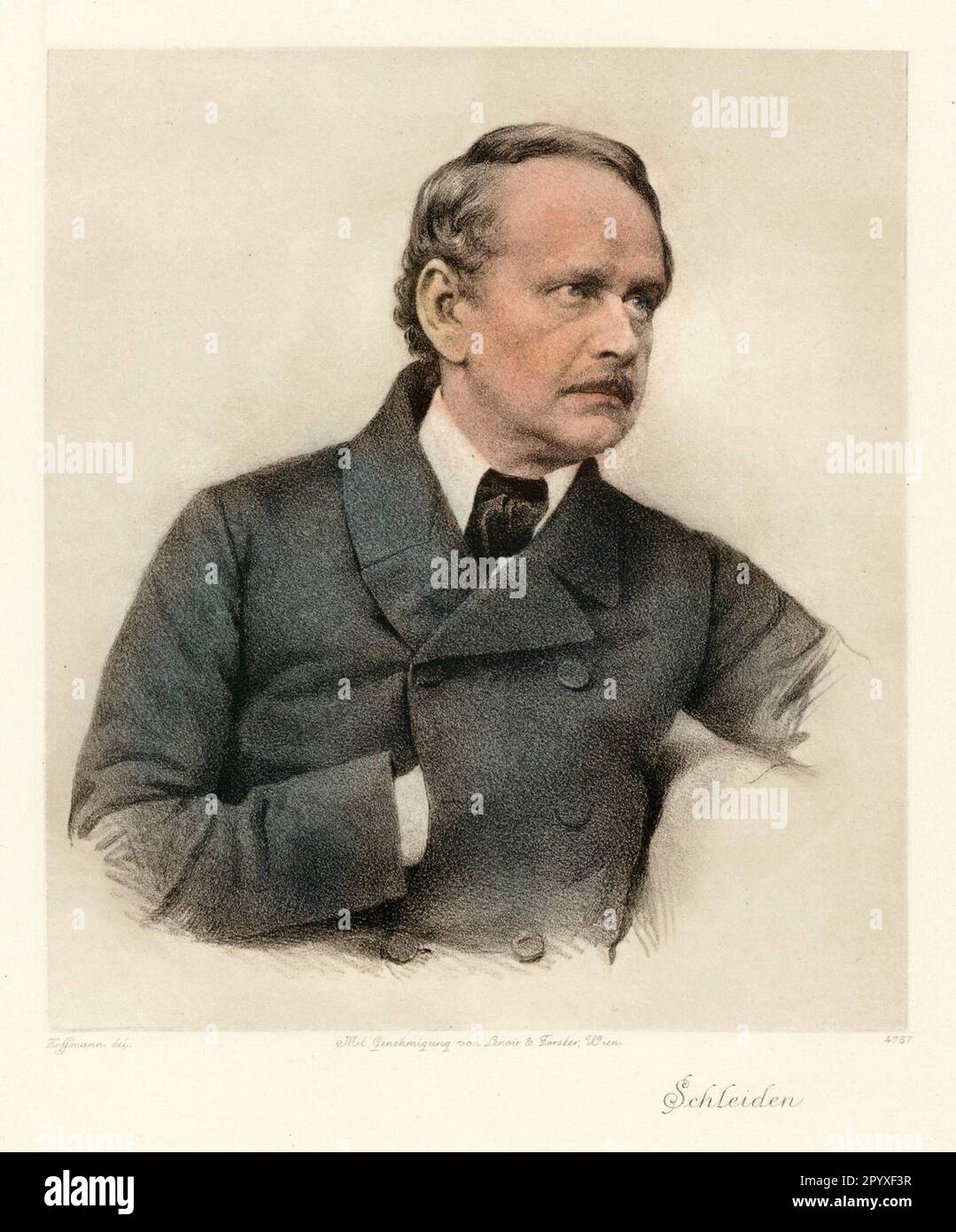 Matthias Jakob Schleiden (1804-1881), German naturalist. Together with Theodor Schwann, Schleiden founded the cell theory of organisms and emphasized the importance of the cell nucleus for cell division. Drawing by Hoffmann. Photo: Heliogravure, Corpus Imaginum, Hanfstaengl Collection. [automated translation] Stock Photo
