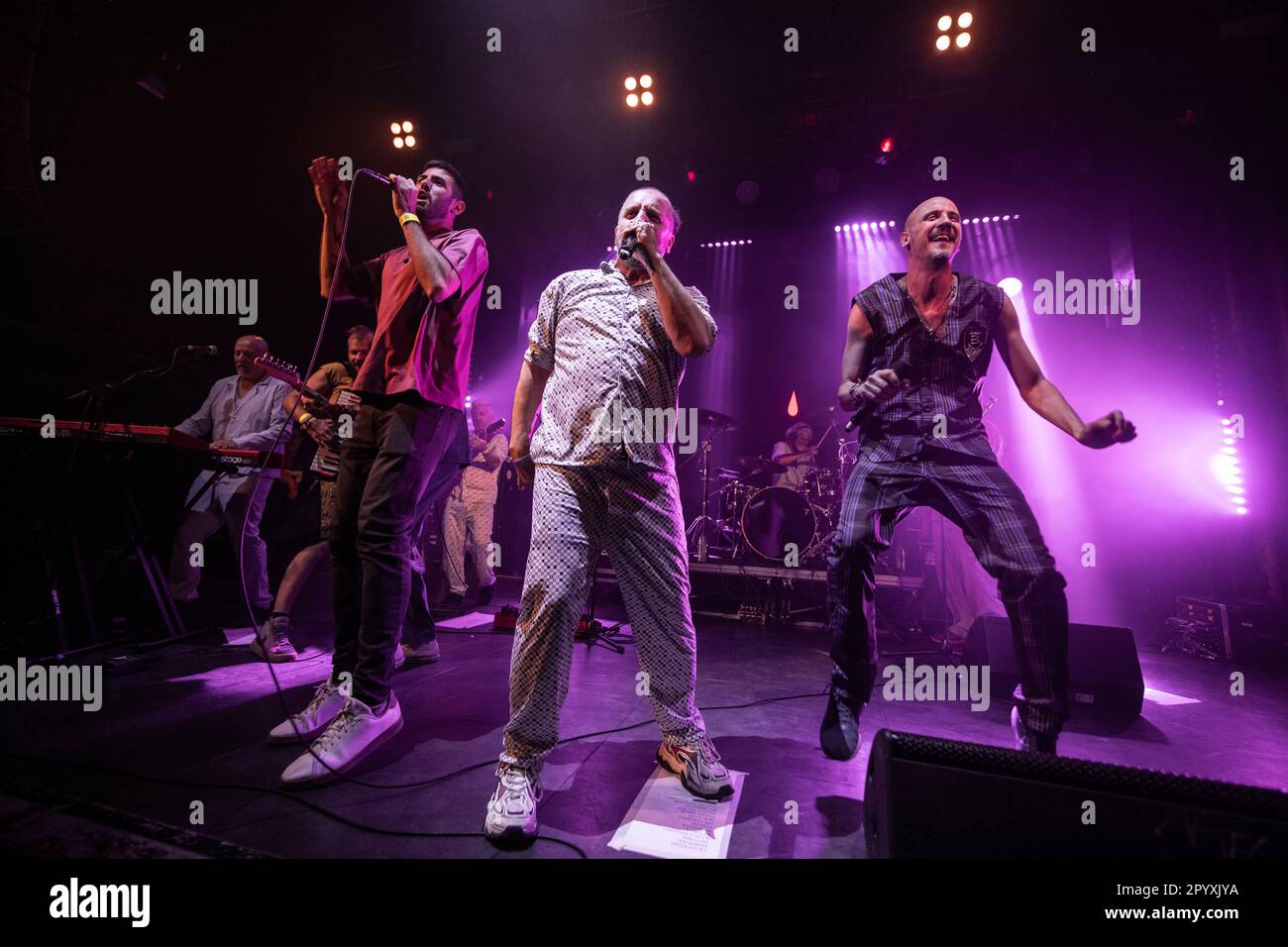 Barcelona, Spain. 2023.05.03. Bersuit Vergarabat band perform on stage during Libertinaje 25th Aniversari Tour at Sala Apolo. Stock Photo