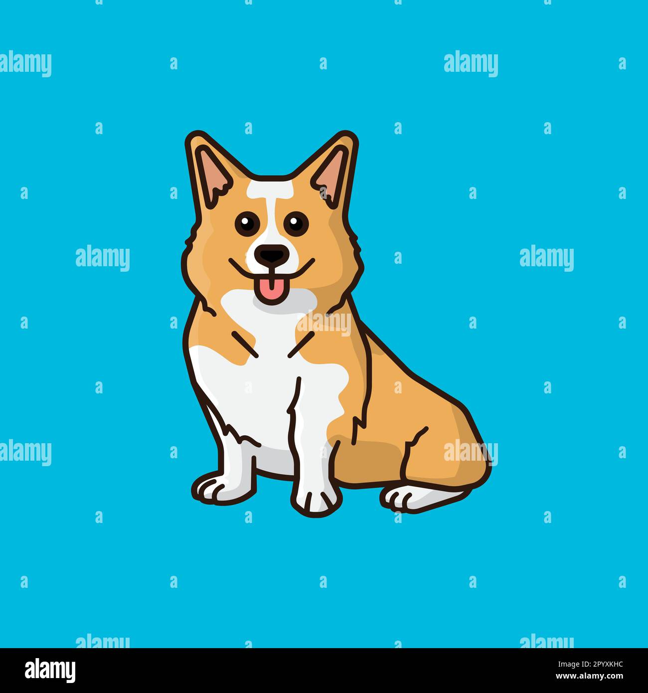 Cute Corgi dog cartoon vector illustration for Corgi Day on June 3 ...