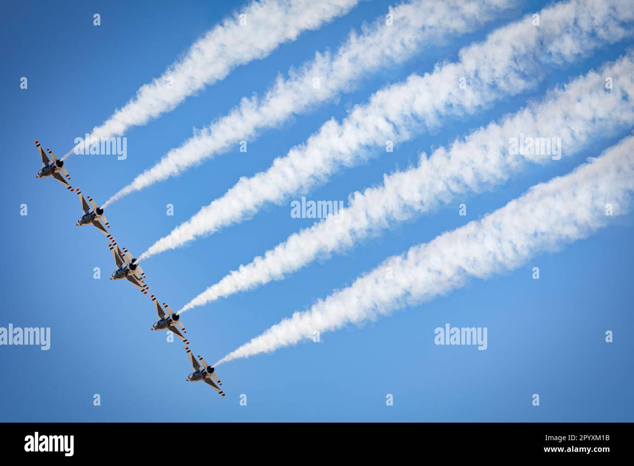 The US Air Force Thunderbirds perform at the 2023 Thunder and Lightning Over Arizona at Tucson, Arizona. Stock Photo