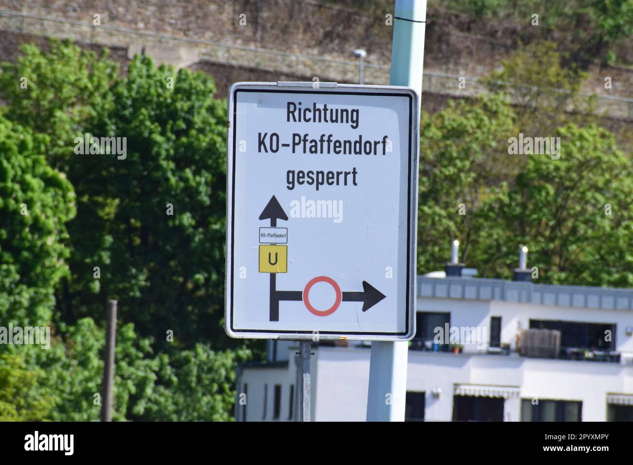 Road sign in Koblenz Stock Photo