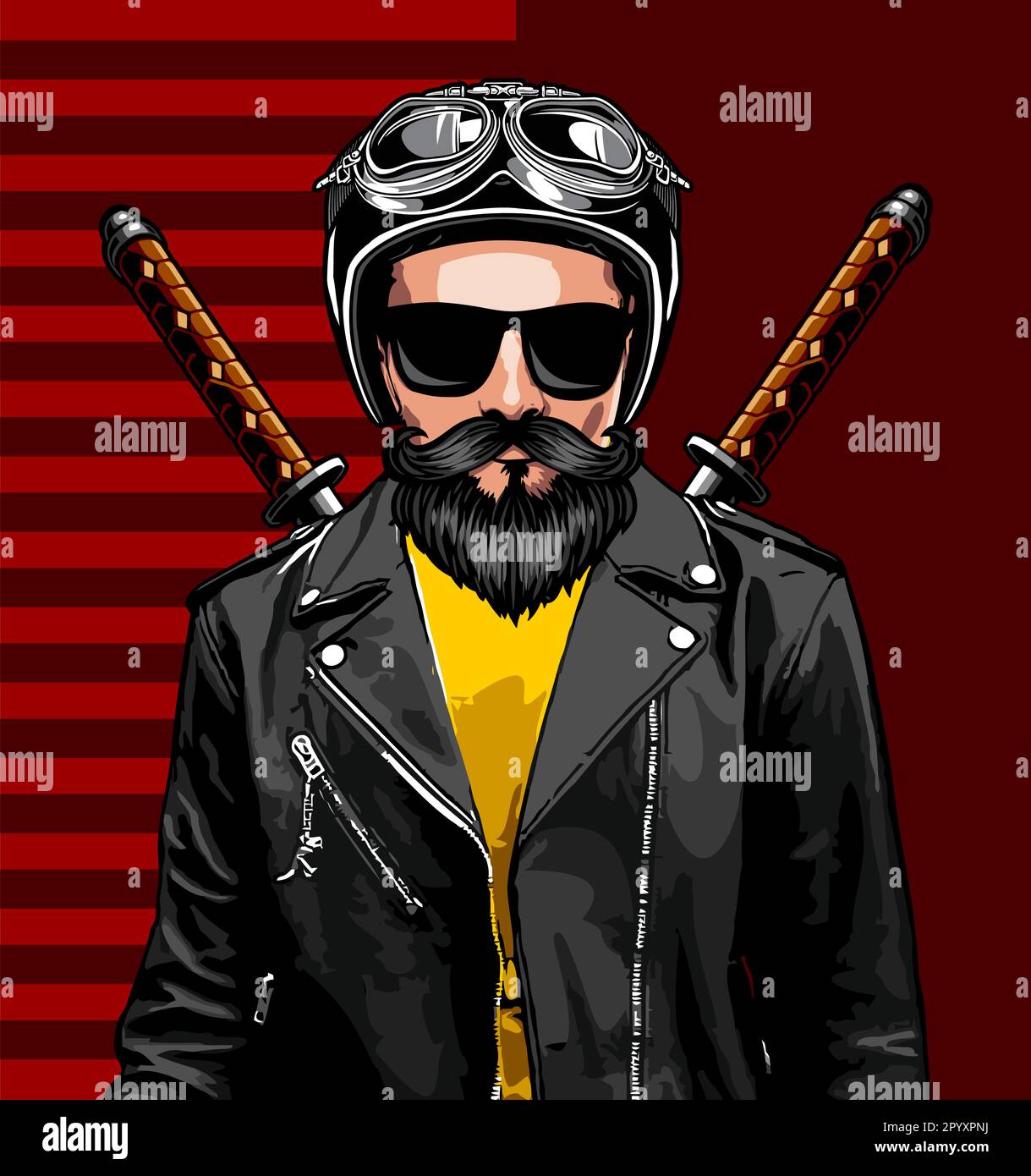 man in leather jacket Stock Vector