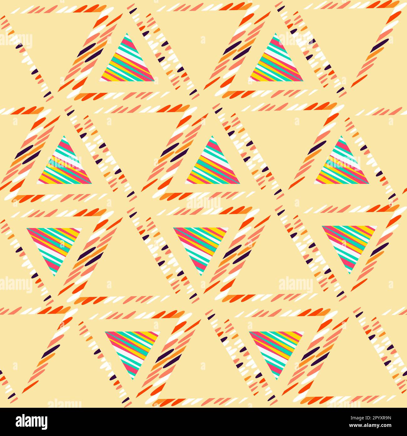 Bright, seamless pattern of geometric, abstract shapes. Stock Vector