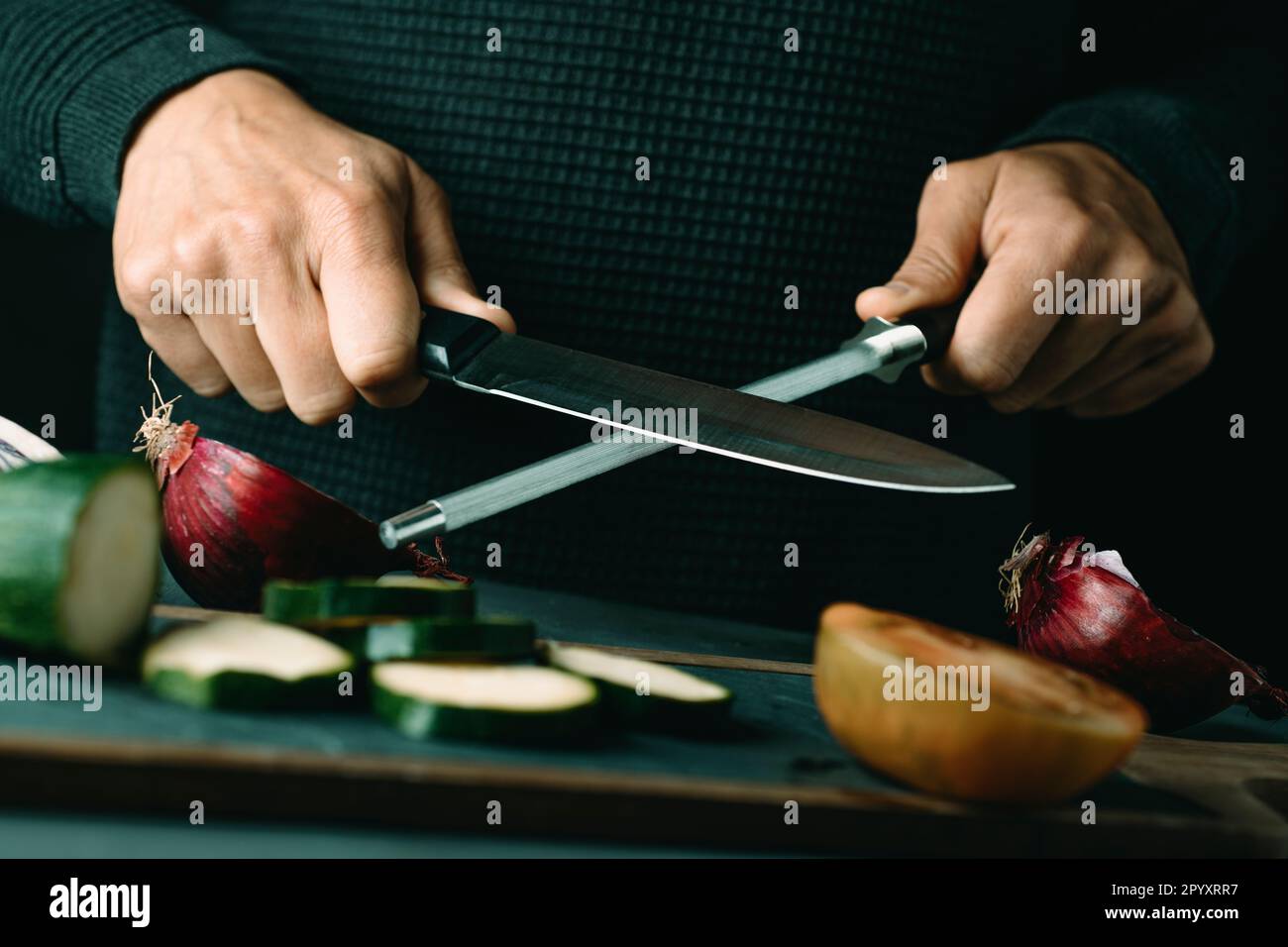 Sharpening Or Honing A Knife On A Waterstone Grindstone Stock Photo -  Download Image Now - iStock