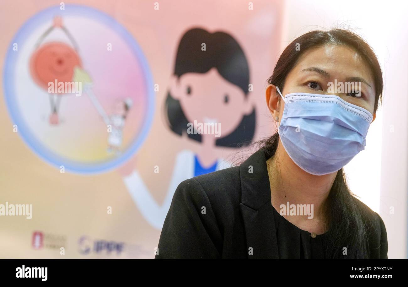 Press Conference on FPAHKHH New Cervical Screening Service, Co-test (HPV DNA Testing + Liquid-based Cytology). Picture shows Dr Mona Lam Wai-cheung, FPAHKHH Executive Director, at the Family Planning Association of Hong Kong (FPAHK).  25APR23    SCMP / Elson Li Stock Photo
