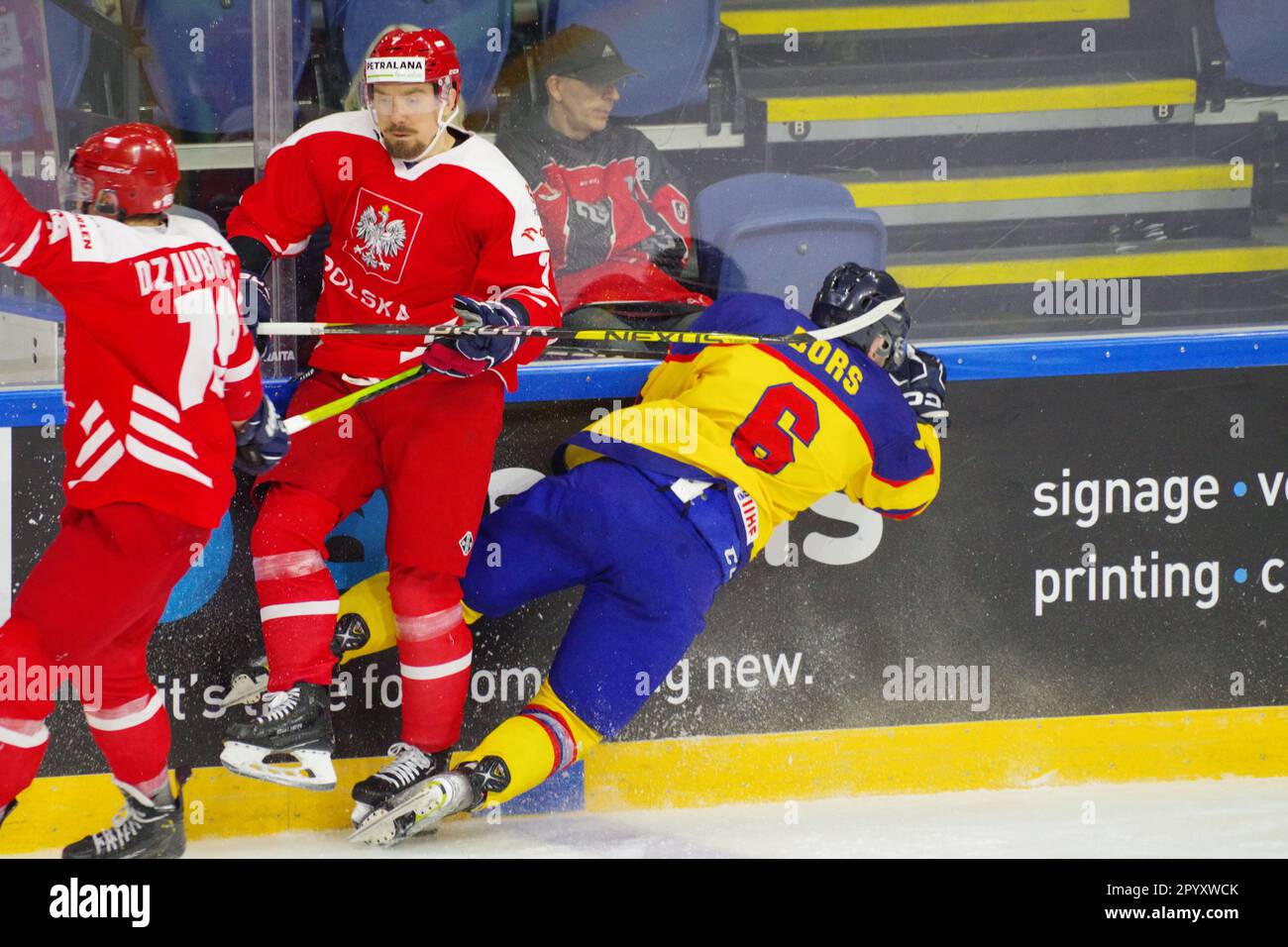 Nottingham, 5 May 2023. Pawel Dronia playing for Poland and Huba Bors