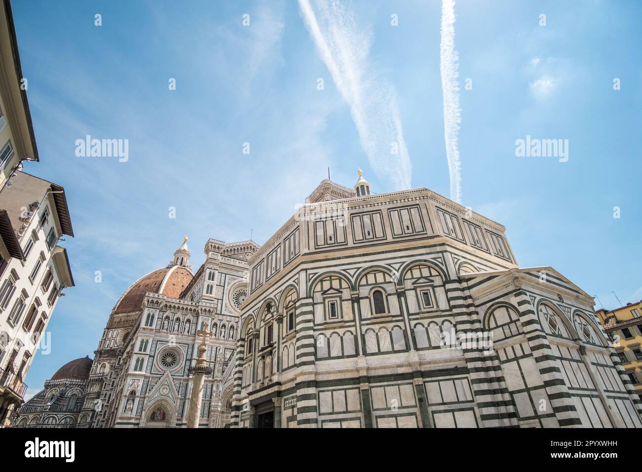 Detail of Florence Duomo Cathedral. Basilica di Santa Maria del Fiore or Basilica of Saint Mary of the Flower in Florence, Italy Stock Photo