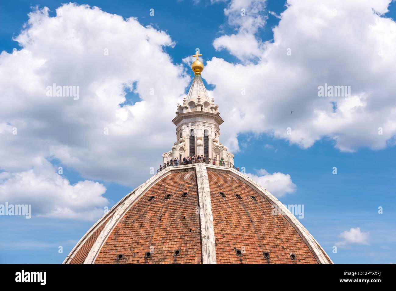Unidentified people on top of Florence Duomo Cathedral, Italy Stock Photo