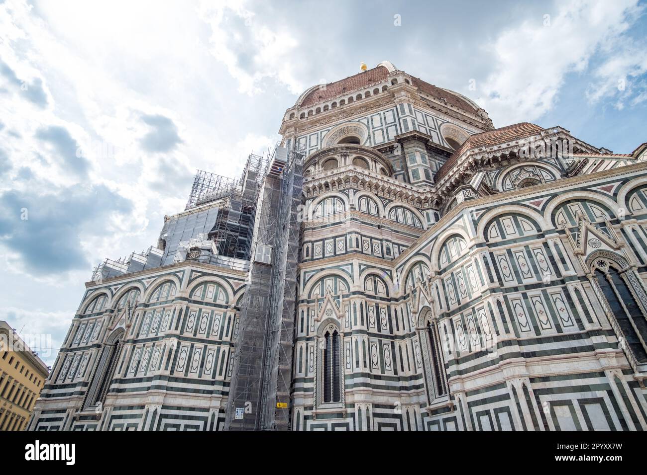 Detail of Florence Duomo Cathedral. Basilica di Santa Maria del Fiore or Basilica of Saint Mary of the Flower in Florence, Italy Stock Photo