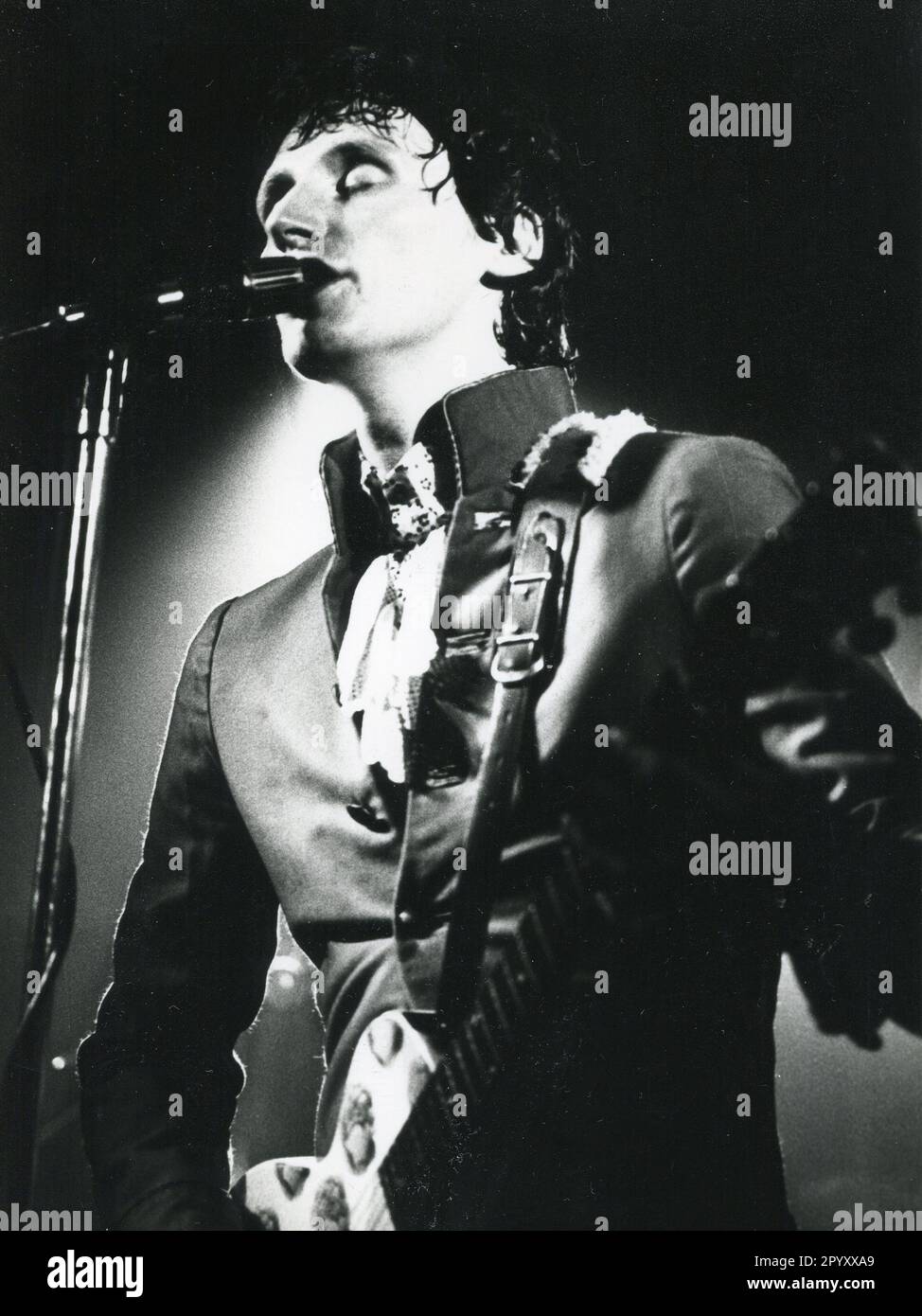Patrick Collier, lead singer of British power pop band The Boyfriends, performs in London on July 14, 1978. Stock Photo