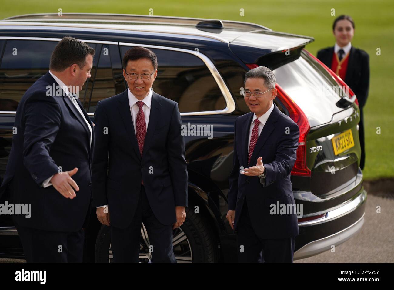 Vice President of the People's Republic of China, Han Zheng (centre), arrives for a reception at Buckingham Palace in London, hosted by King Charles III for overseas guests attending his coronation. Picture date: Friday May 5, 2023. Stock Photo