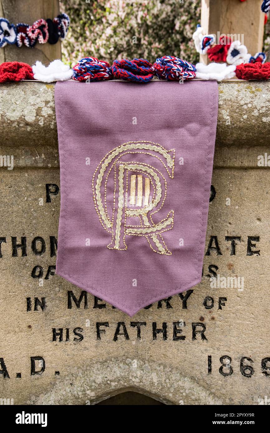 Tribute to coronation of King Charles on 6th May 2023, with street and