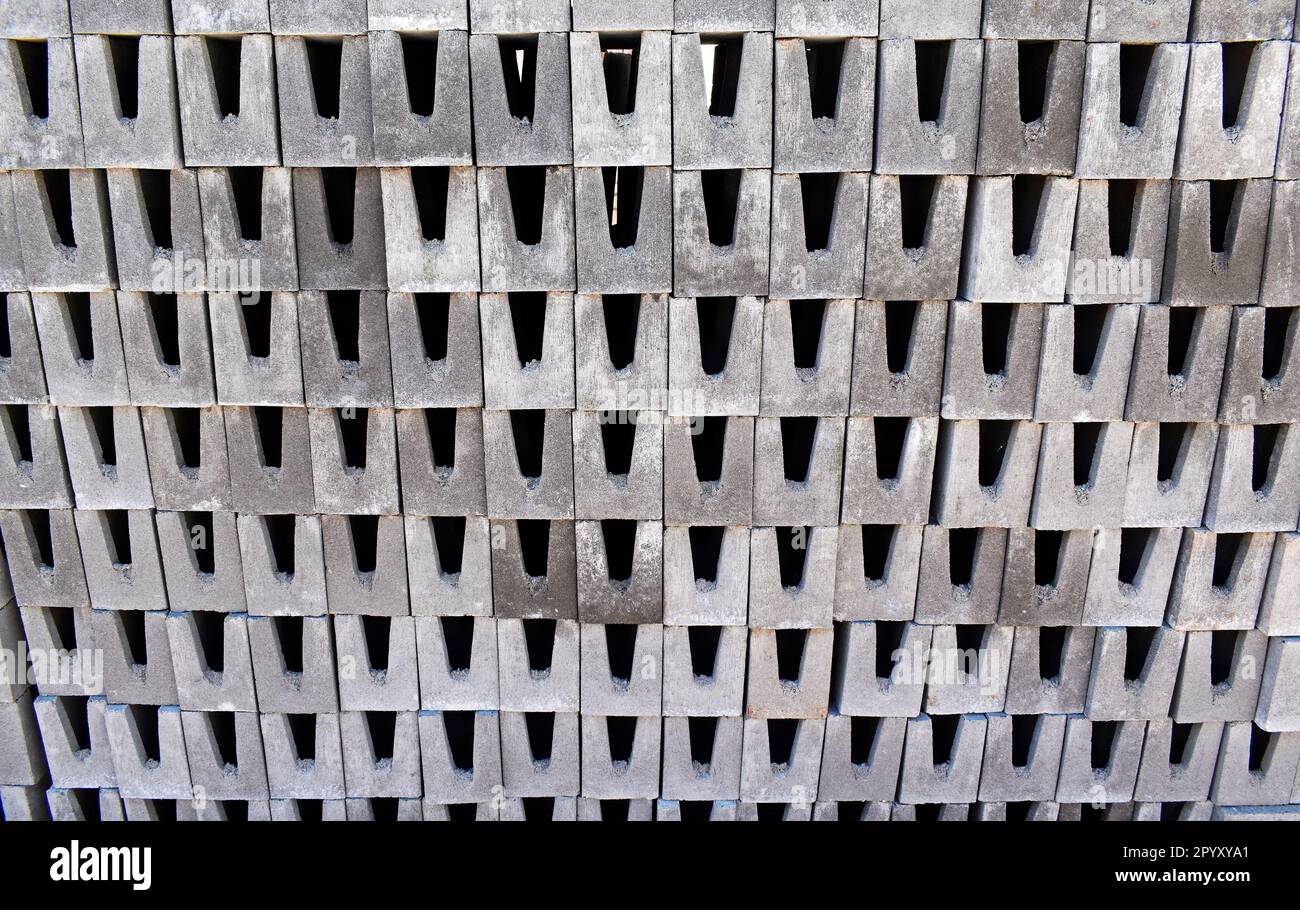 Stacked cement bricks pattern background Stock Photo