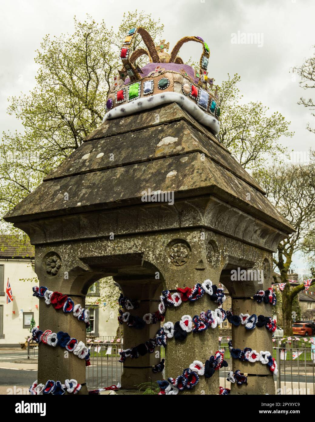 Tribute to coronation of King Charles on 6th May 2023, with street and