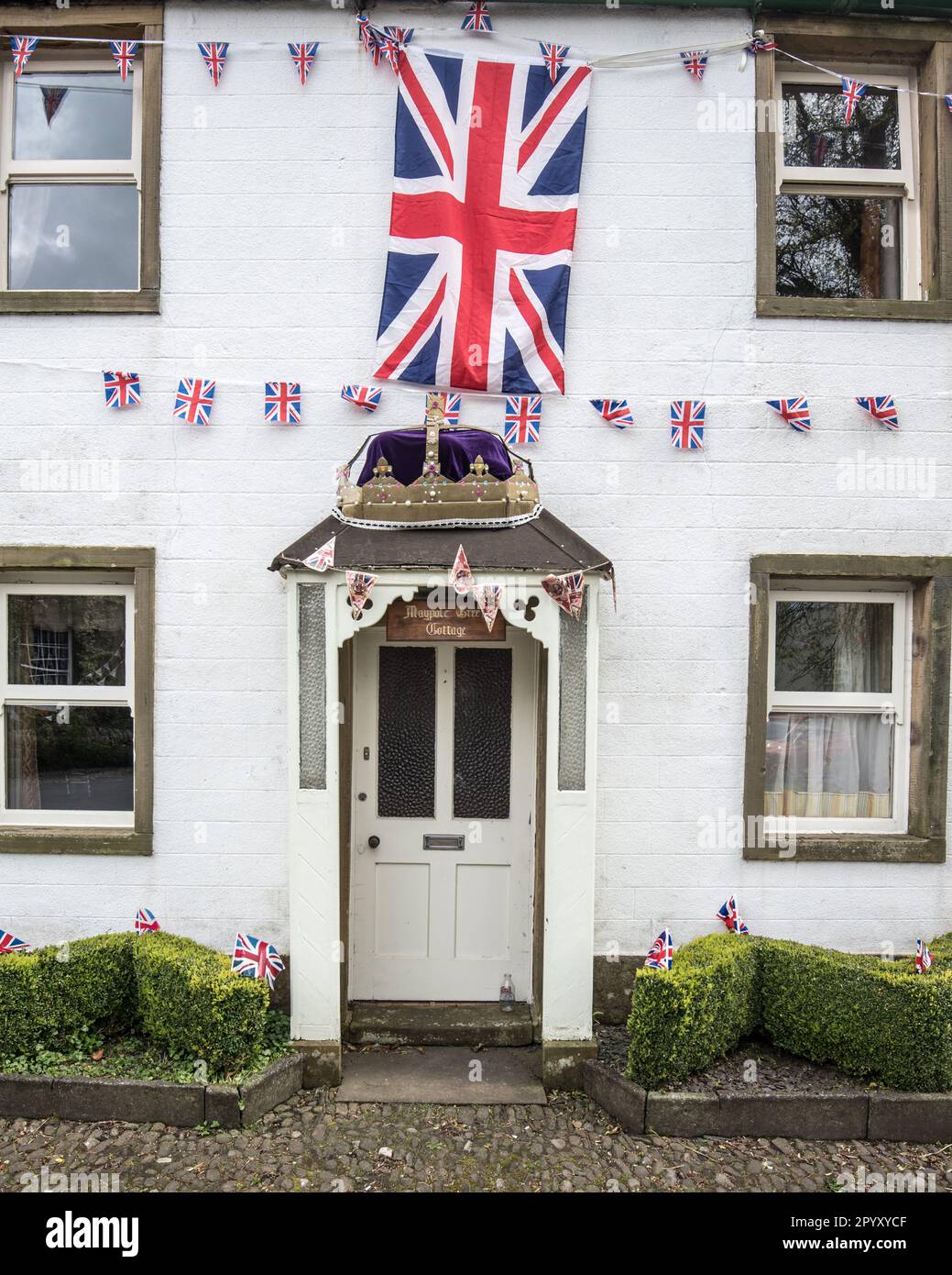 Tribute to coronation of King Charles on 6th May 2023, with street and