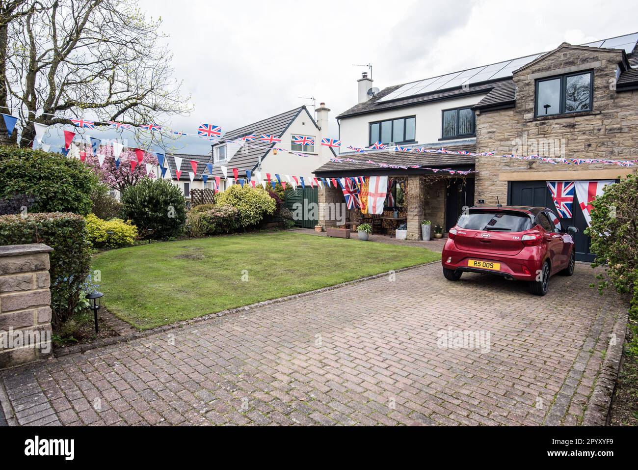 Tribute to coronation of King Charles on 6th May 2023, with street and