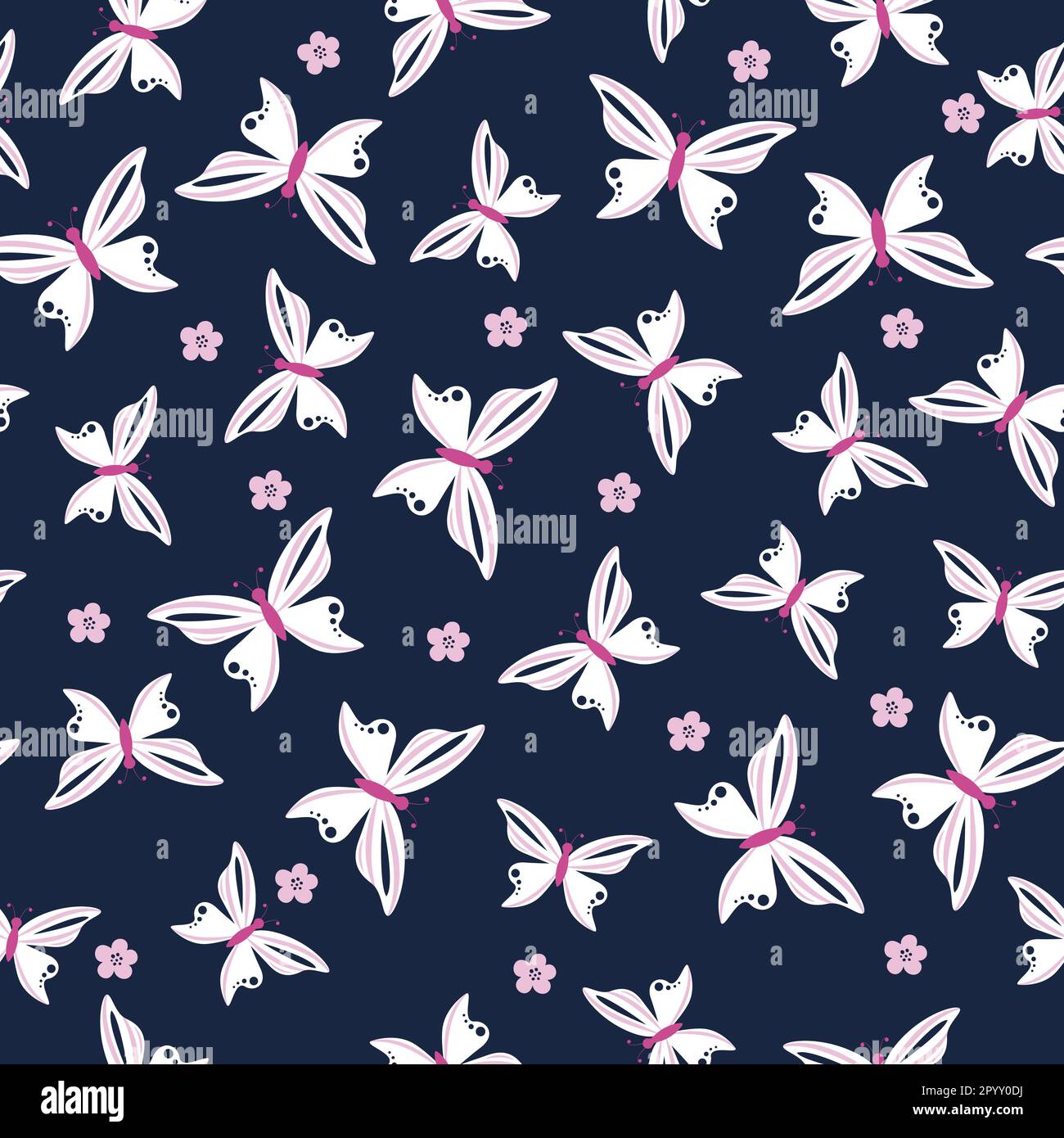 Spring seamless pattern with butterflies and flowers. Stock Vector