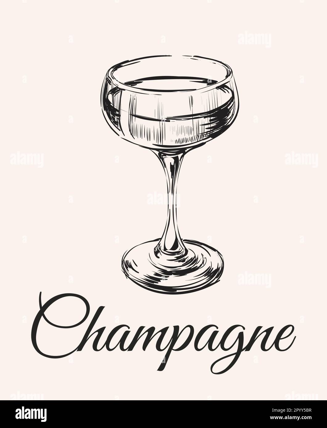 Empty and full coupe champagne glass drawing Vector Image