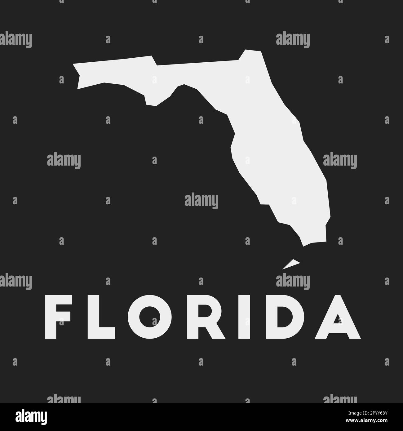 Florida icon. Us state map on dark background. Stylish Florida map with