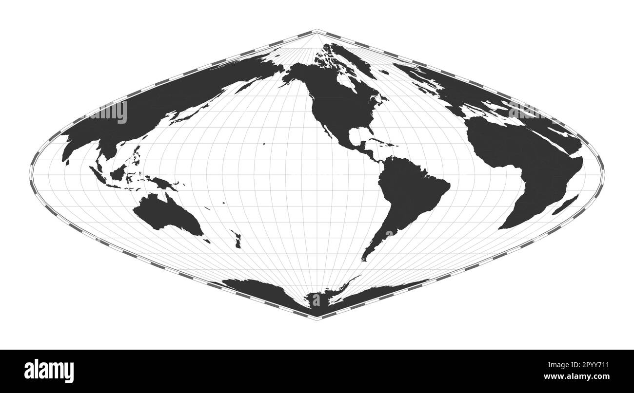 Vector world map. Sinusoidal projection. Plain world geographical map ...