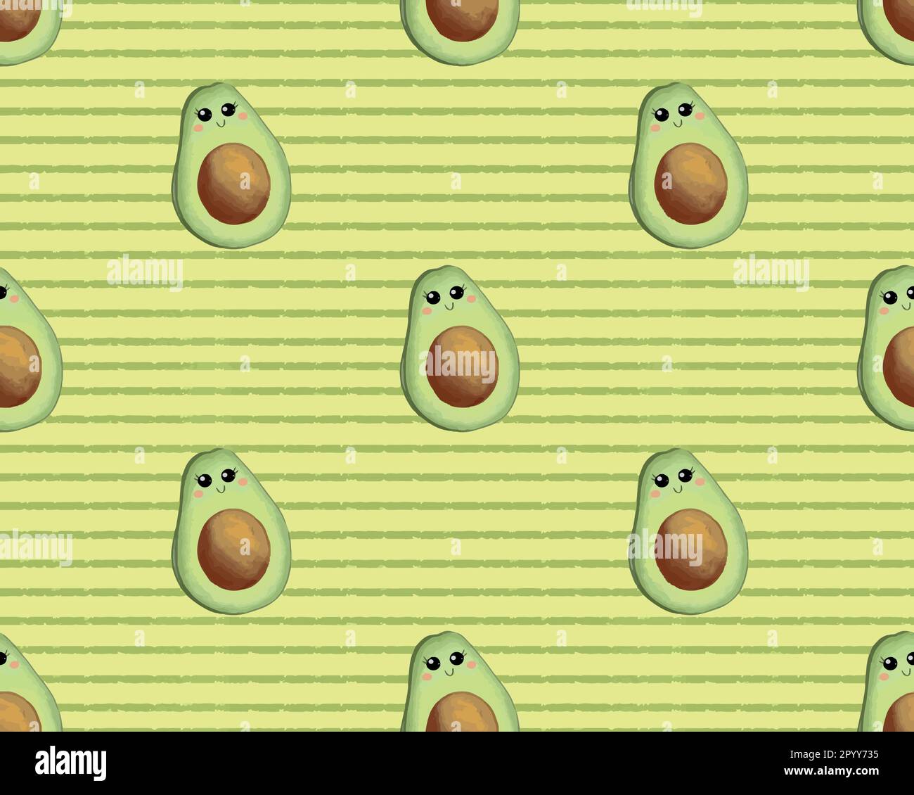 Avocado seamless pattern. Whole and sliced avocado with leaves and ...