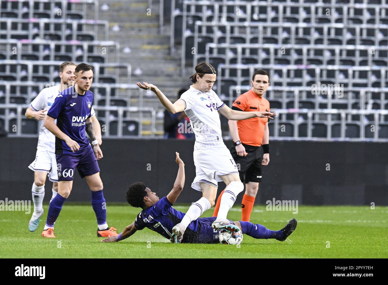 RSCA Futures Mohamed Bouchouari celebrates after scoring during a soccer  match between RSC