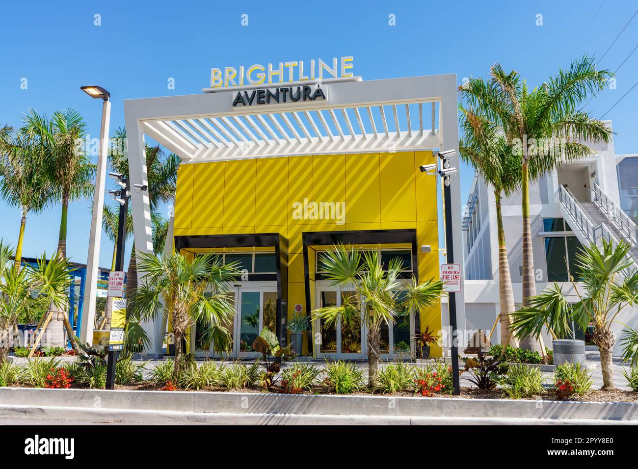 Aventura, FL, USA - May 2, 2023: Photo of Aventuras new Brightline high ...