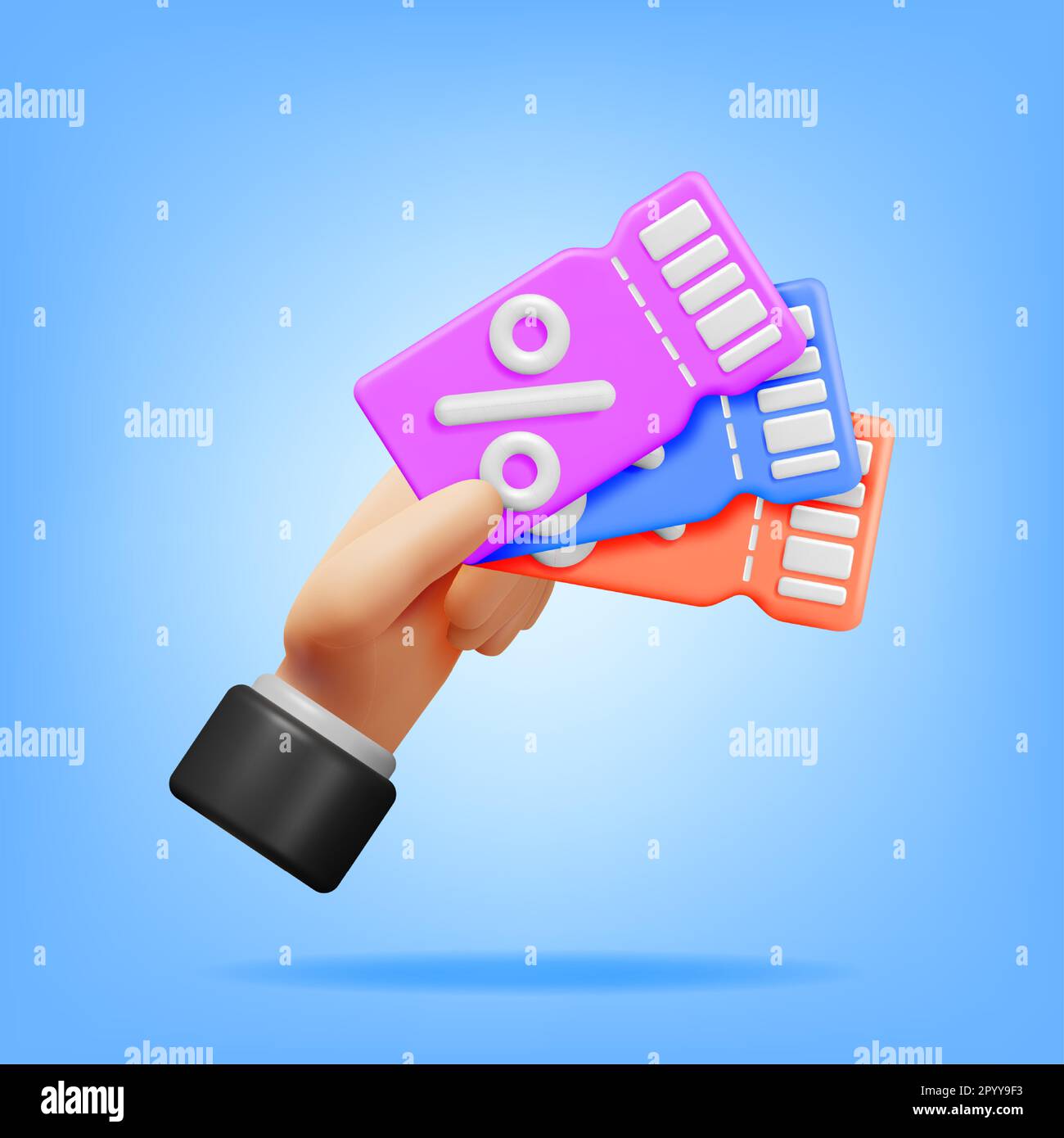 3d Stack of Coupons with Percent Symbol in Hand Stock Vector Image