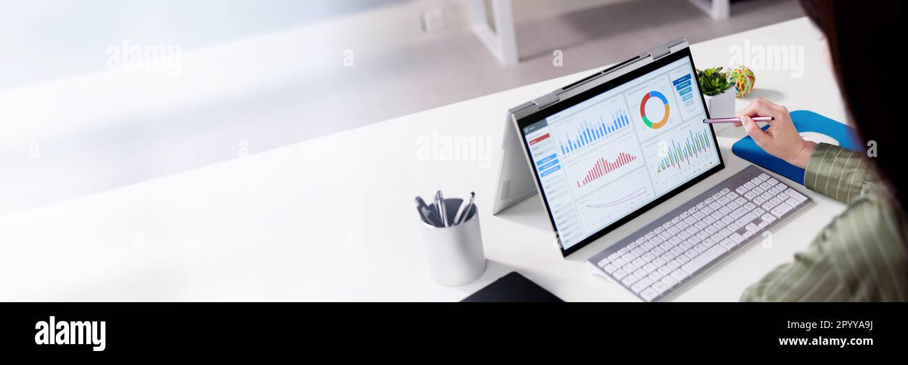 Analyzing Data Graph And Dashboard On Laptop Stock Photo - Alamy