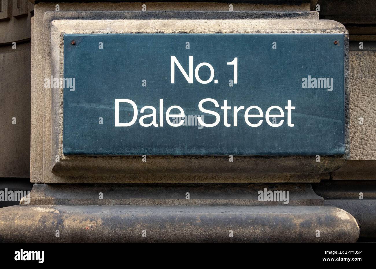 Address sign for No. 1 Dale Street in Liverpool Stock Photo