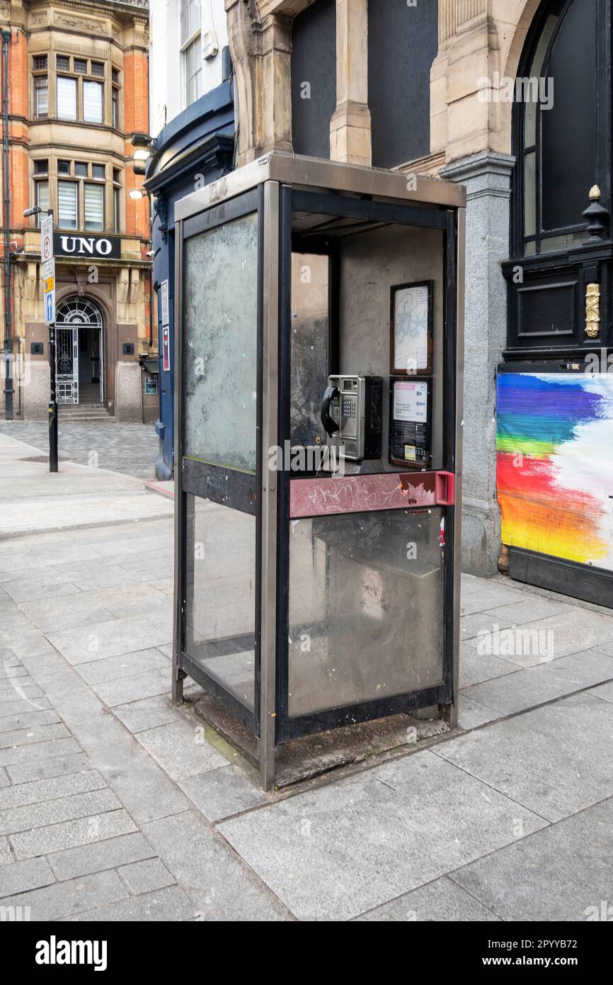 Abandoned phone box in Liverpool city centre Stock Photo Alamy