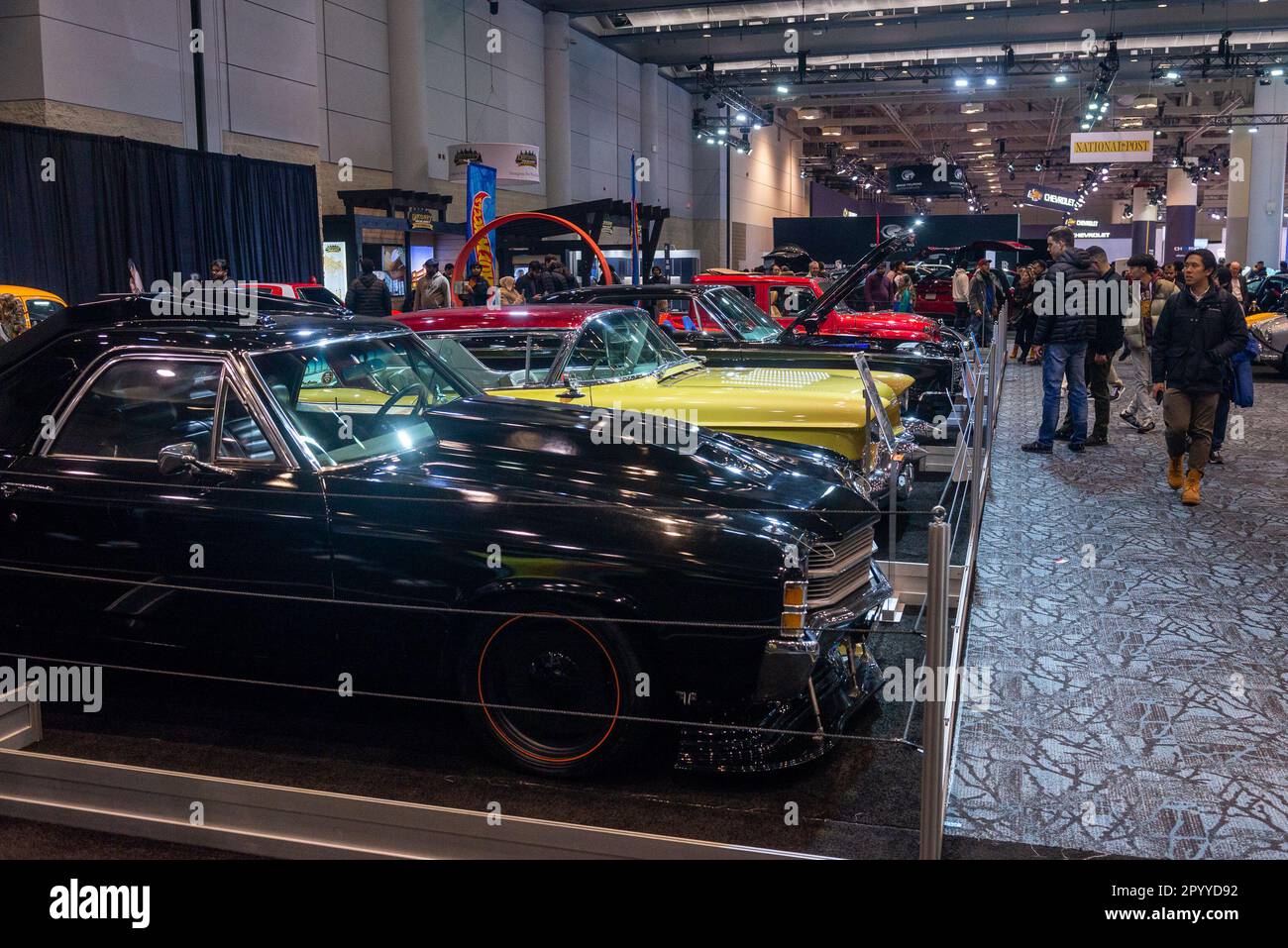 Toronto, ON, Canada - February 21, 2023: The life-sized Hot Wheels vehicles from the Hot Wheels Garage of Legends and collector cars are presented at Stock Photo