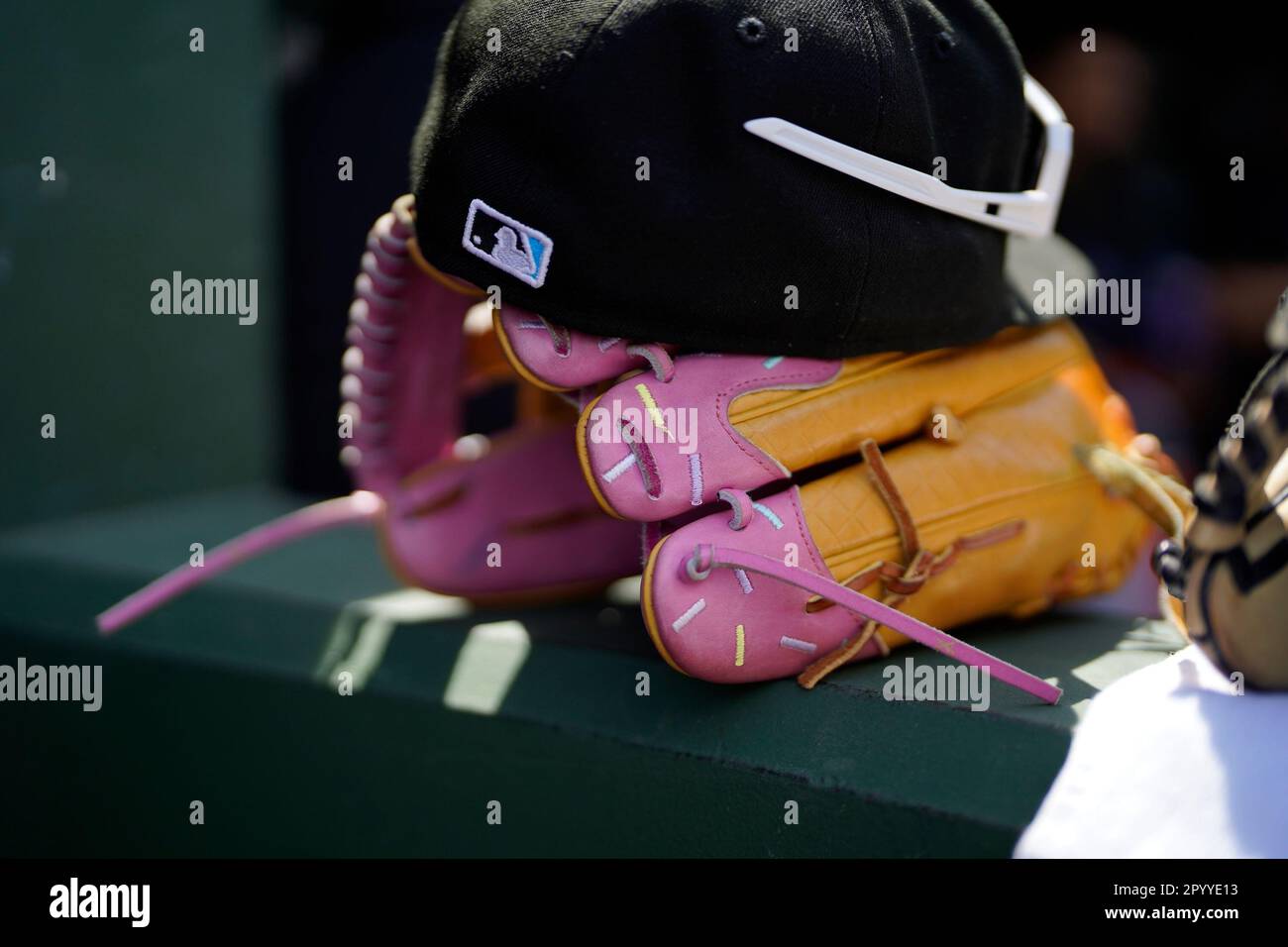 Miami Marlins center fielder Jazz Chisholm Jr.'s glove during the